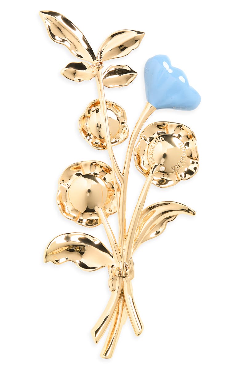 Carolina Herrera Flower Brooch, Alternate, color, Blue/Gold