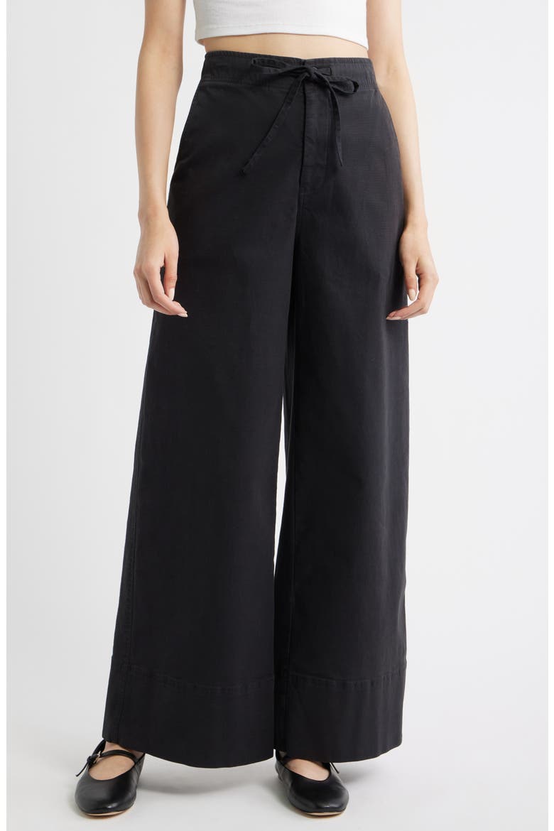 Drawstring Wide Leg Pants, Main, color, BLACK JET