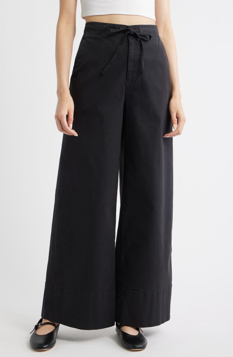 Treasure & Bond Drawstring Wide Leg Pants, Main, color, Black Jet