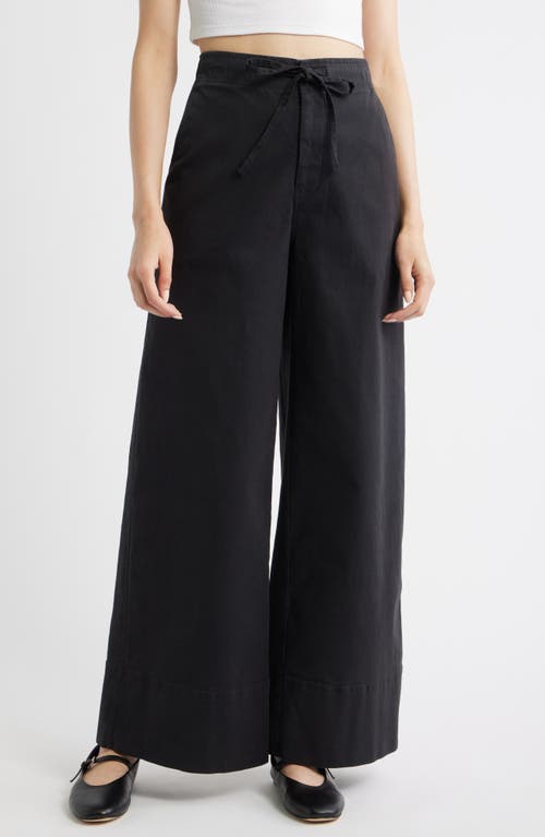 Treasure & Bond Drawstring Wide Leg Pants In Black