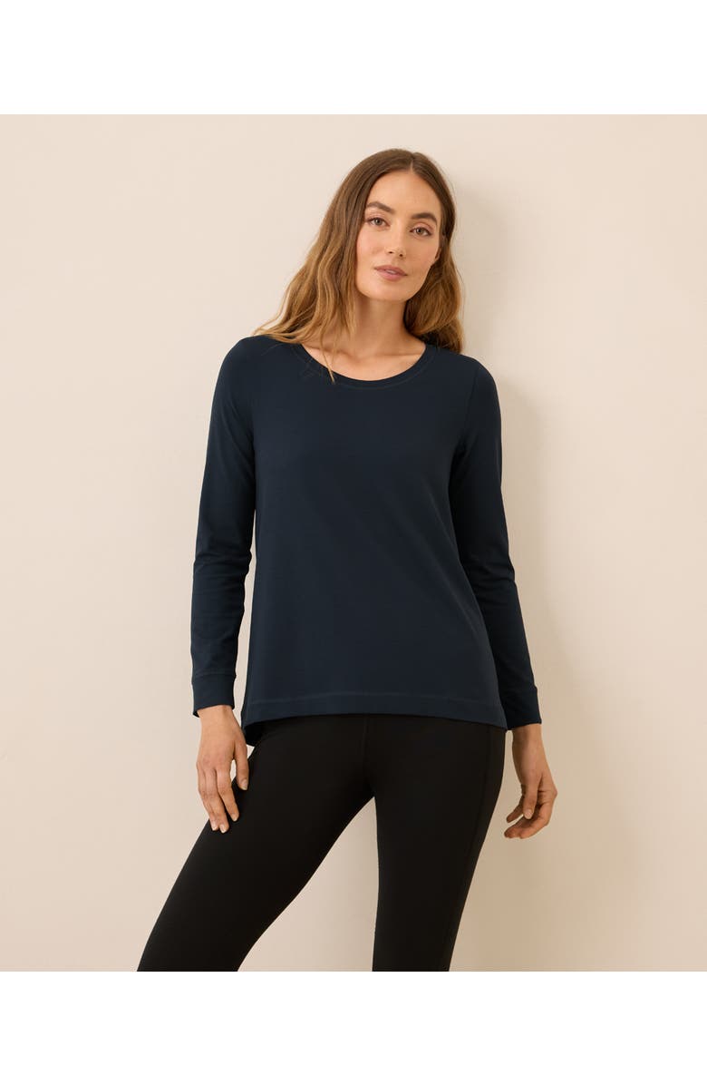 Pact Luxe Stretch Jersey Swing Long Sleeve Tee, Main, color, Midnight Blue