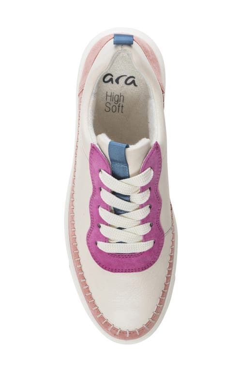 Ara Corsica Platform Sneaker In Cream/piggy Pink/orchid