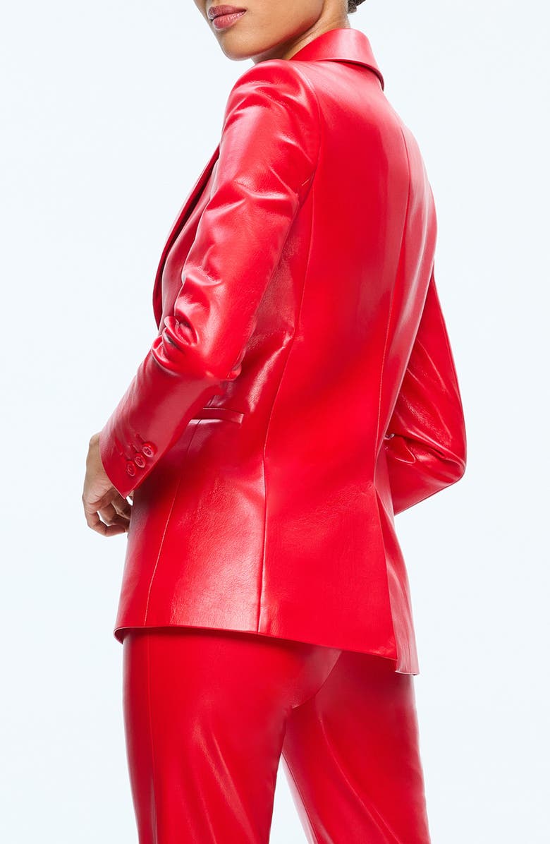 Alice + Olivia Macey Faux Leather Blazer, Alternate, color, 