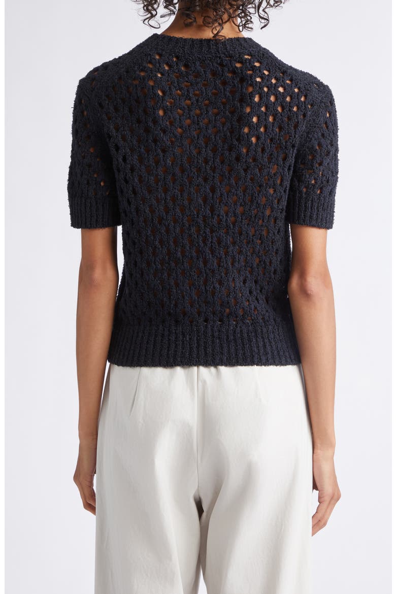 Boxy Honeycomb Knit Short Sleeve Sweater, Alternate, color, BLACK