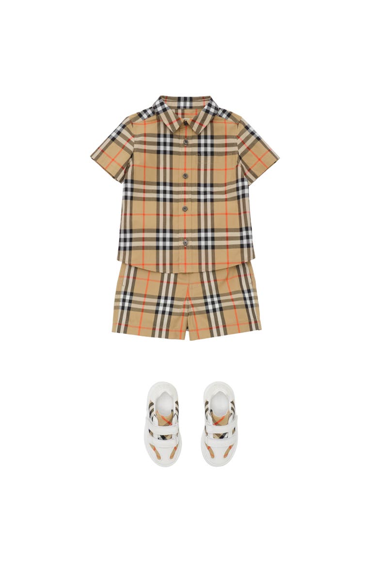 Check Cotton Shirt, Alternate, color, Sand beige