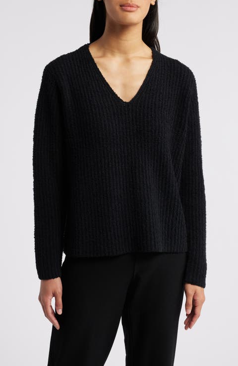 V-Neck Organic Cotton & Cashmere Blend Sweater