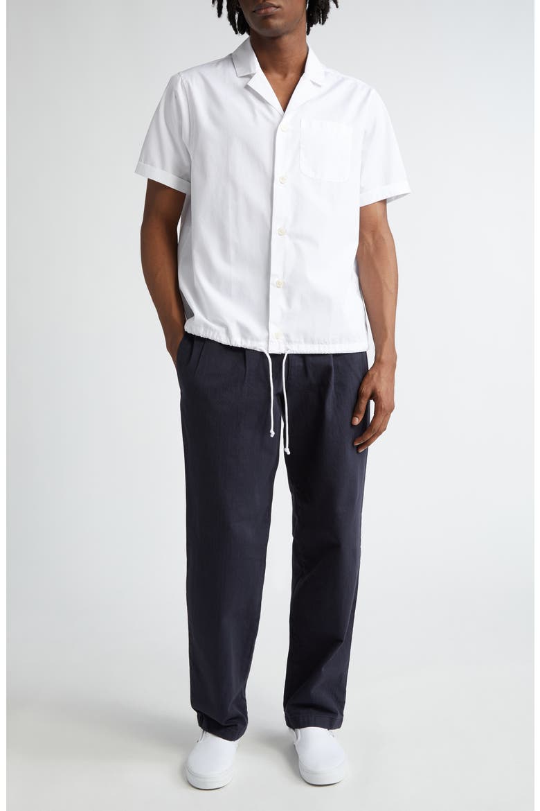 Short Sleeve Cotton Button-Up Camp Shirt, Alternate, color, WHITE