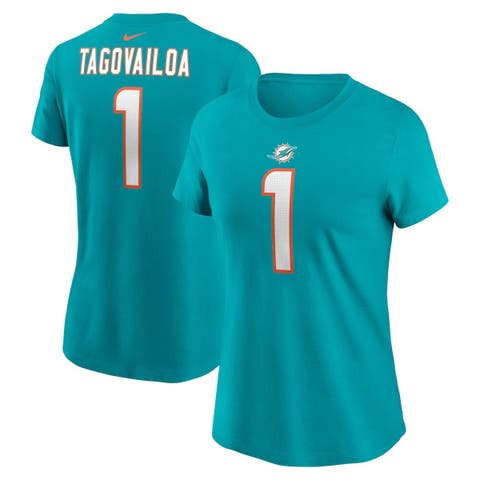 Women's Nike Tua Tagovailoa Aqua Miami Dolphins Player Name & Number T-Shirt