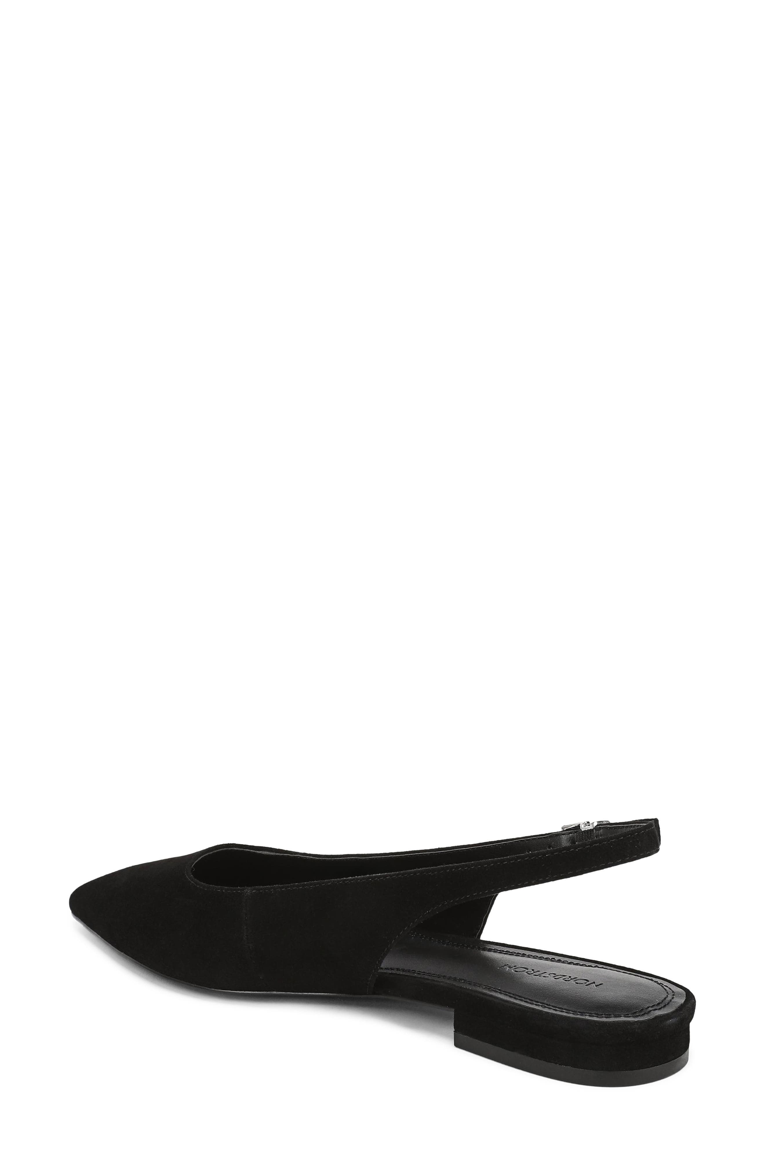 Selina Leather Slingback Flat, Alternate, color, BLACK