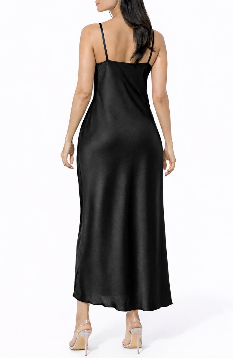 bebe Crepe V-Neck Maxi Dress, Alternate, color, Black