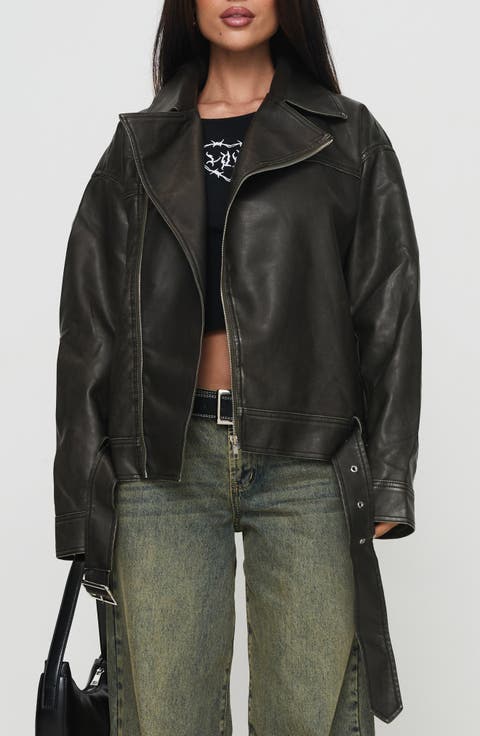 Aldrich Oversize Faux Leather Moto Jacket