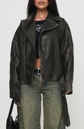 Princess Polly Aldrich Oversize Faux Leather Moto Jacket