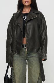 Princess Polly Aldrich Oversize Faux Leather Moto Jacket