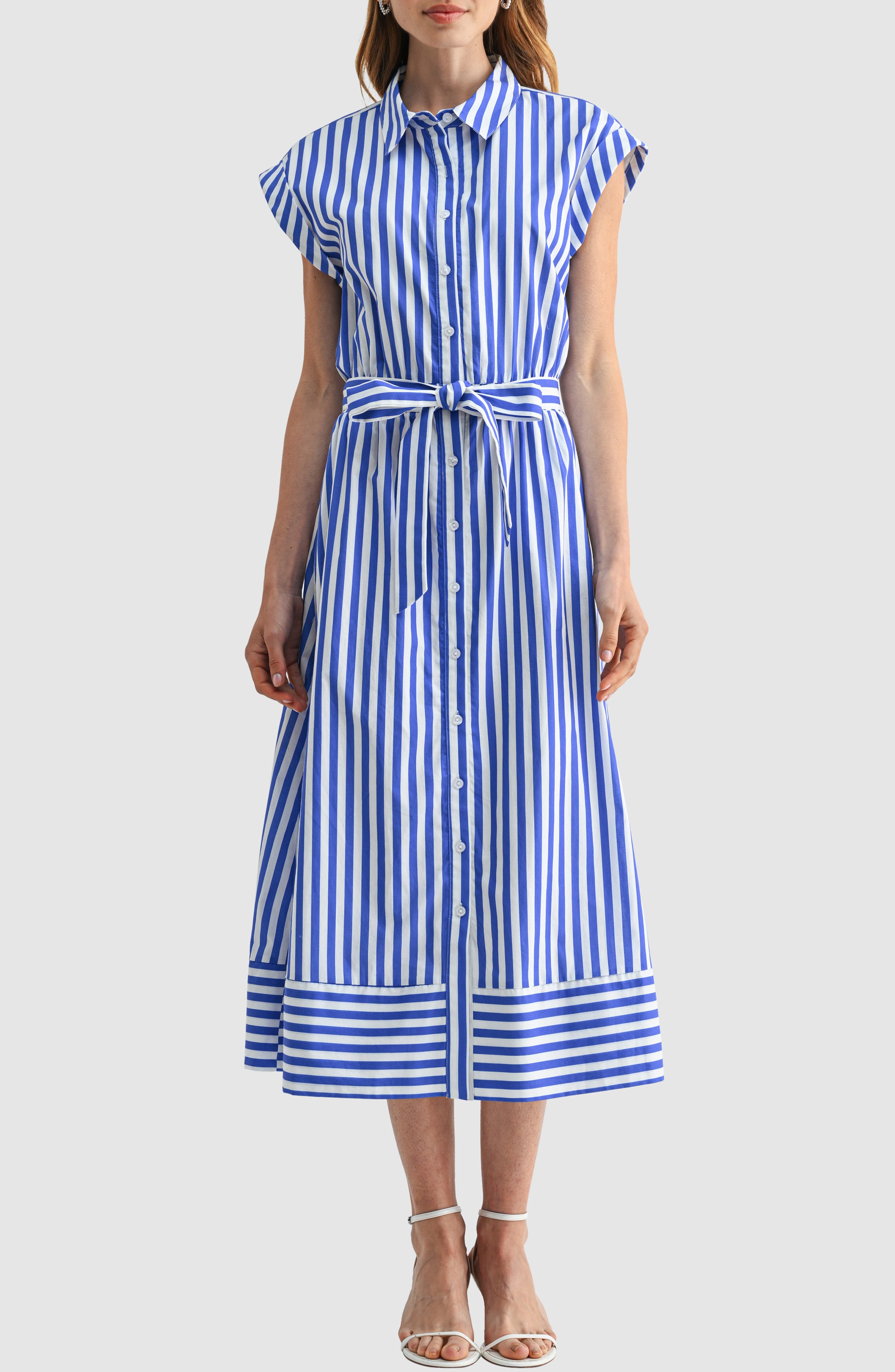 Flora Belted Button Down Midi Dress