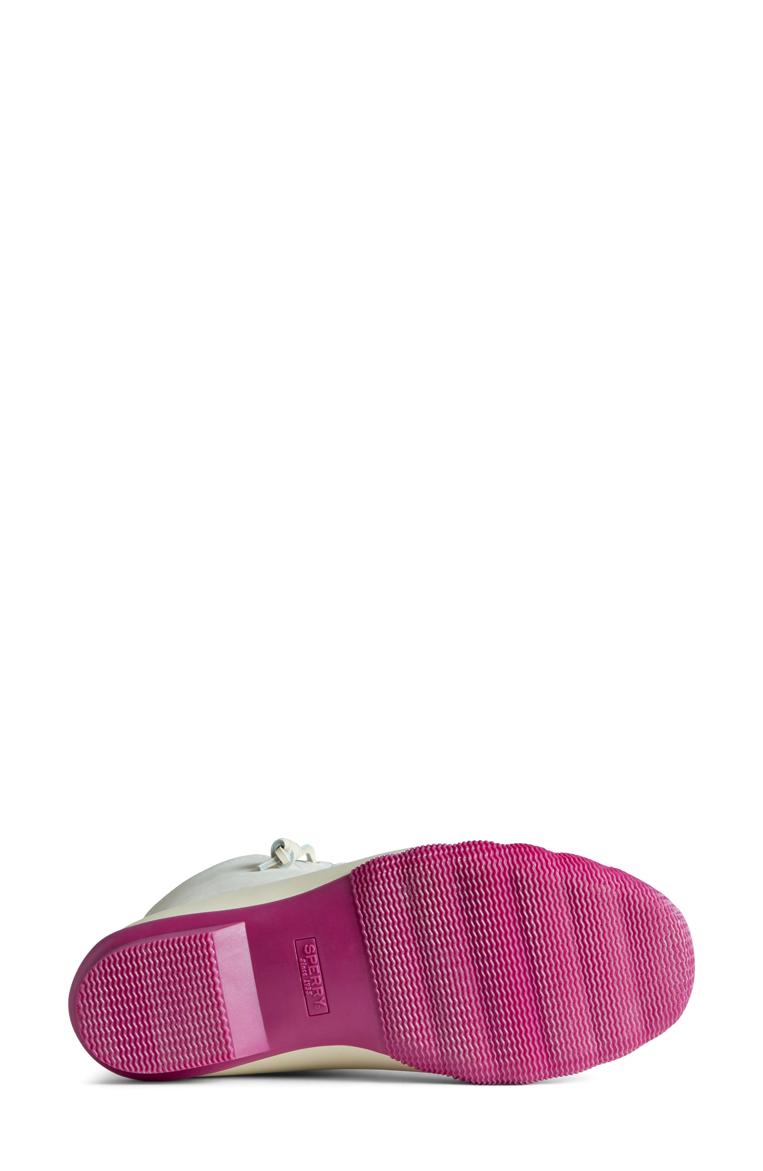Sperry Saltwater Waterproof Rain Boot, Alternate, color, IVORY/ PINK LEATHER