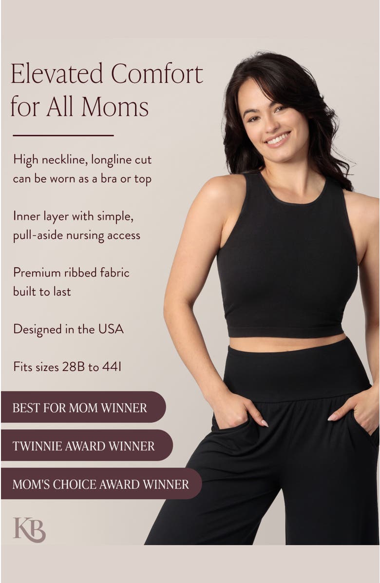 Kindred Bravely Busty Sublime Maternity & Nursing Longline Bra Top, Alternate, color, Black