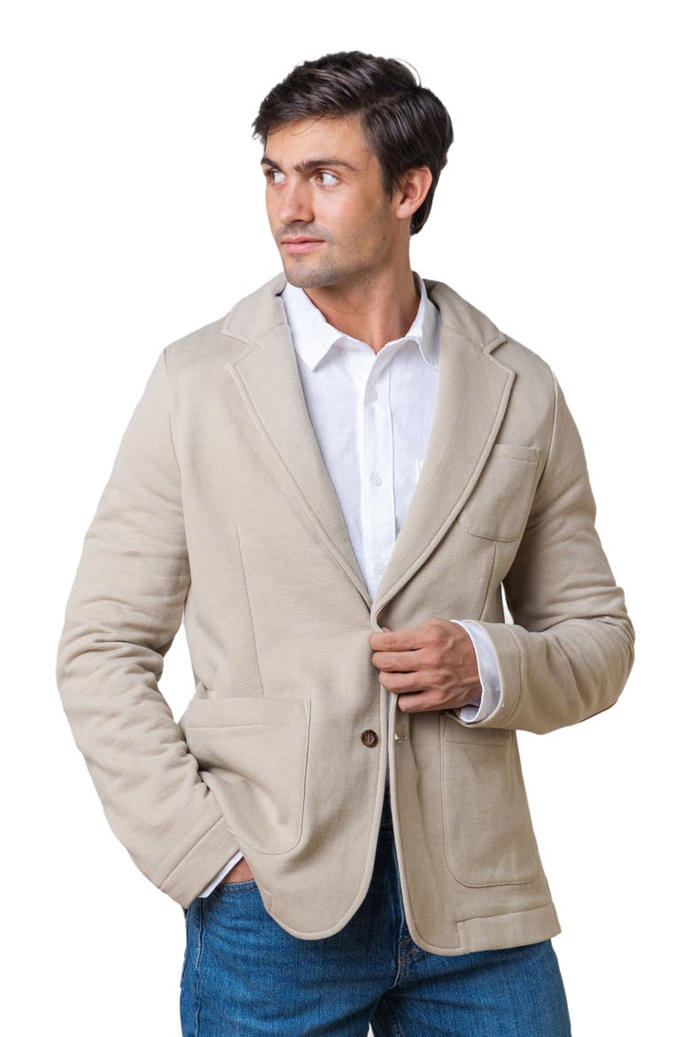 Men's Fleece Blazer, Main, color, Taupe Herringbone Fleece