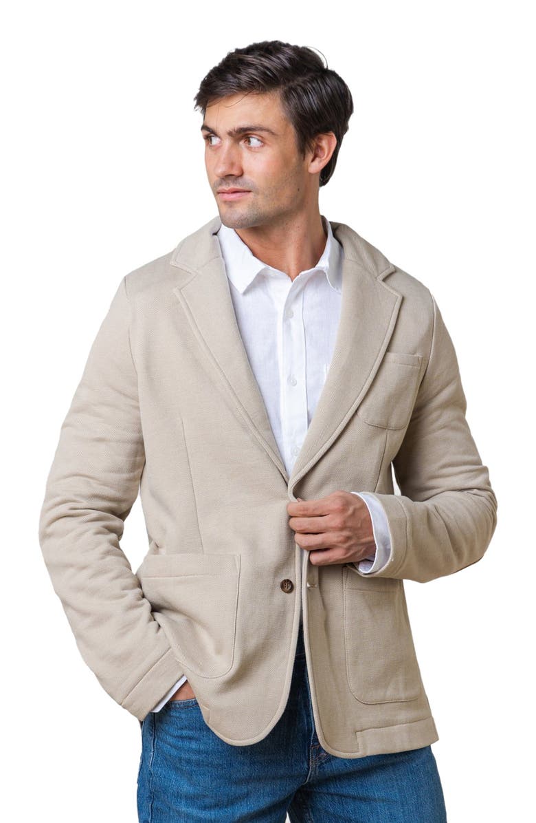 Hope & Henry Men's Fleece Blazer, Main, color, Taupe Herringbone Fleece