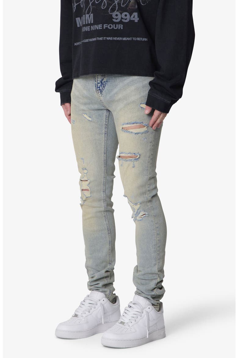 Shredded Skinny Denim Jeans, Alternate, color, BLUE
