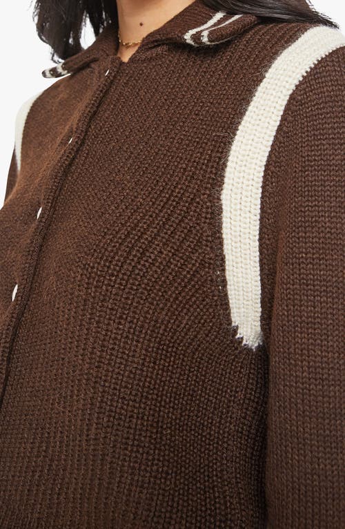 Mother Womens Little League The Little Raquette Collared Alpaca Knitted Cardigan Xs In Brown
