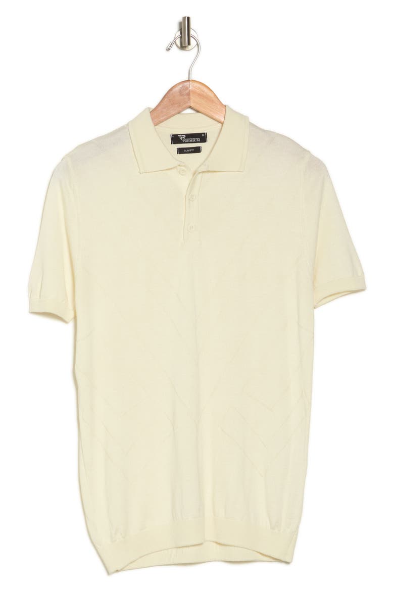 Textured Sweater Knit Polo, Alternate, color, CREAM