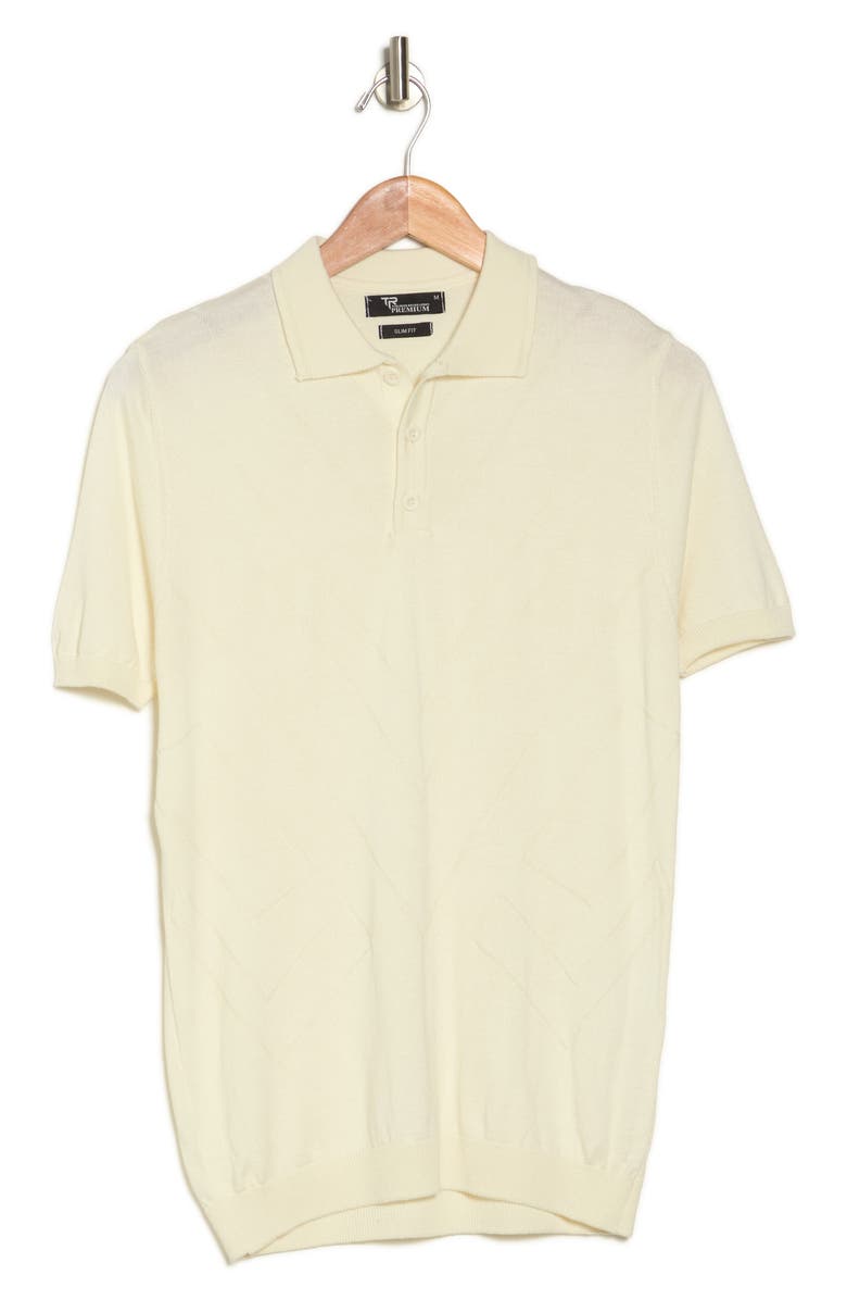 T.R. PREMIUM Textured Sweater Knit Polo, Alternate, color, Cream