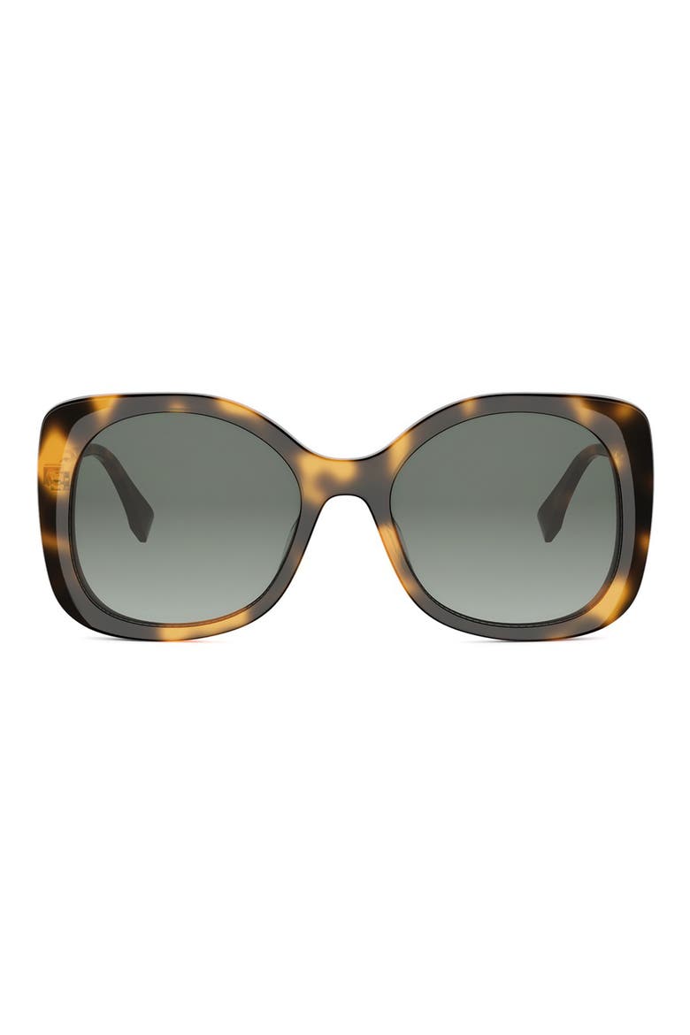 Fendigraphy 55mm Gradient Square Sunglasses, Main, color, BLONDE HAVANA / GRADIENT GREEN