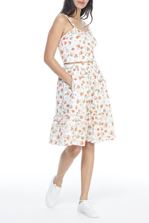 Clementine Print Crop Top & Skirt Set