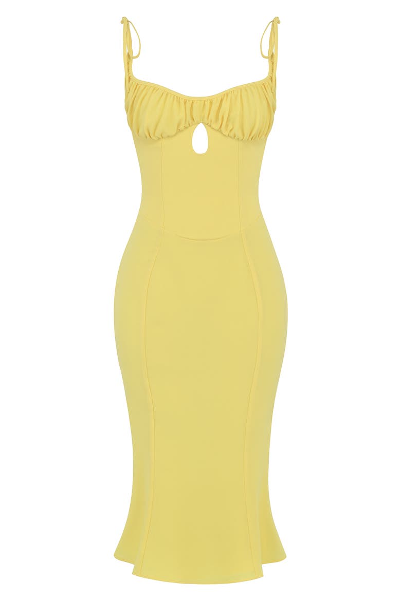 Soren Keyhole Cutout Mermaid Midi Dress, Alternate, color, BUTTERCUP
