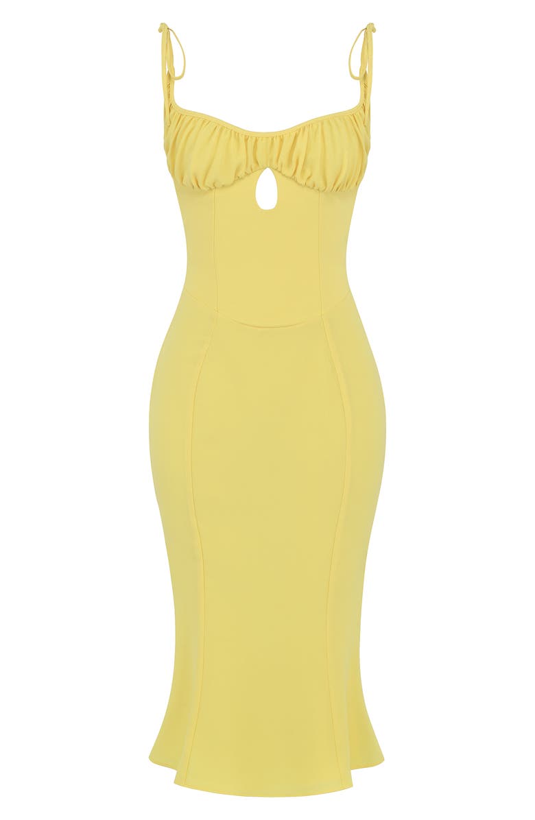 HOUSE OF CB Soren Keyhole Cutout Mermaid Midi Dress, Alternate, color, Buttercup