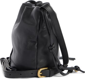 Tess Drawstring Leather Bucket Bag