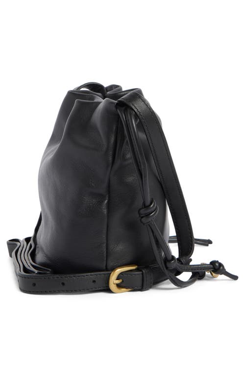 Lucky Brand Tess Drawstring Leather Bucket Bag In Black