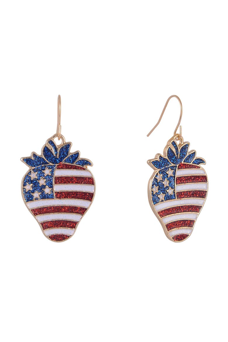 American Flag Strawberry Earrings, Main, color, Red