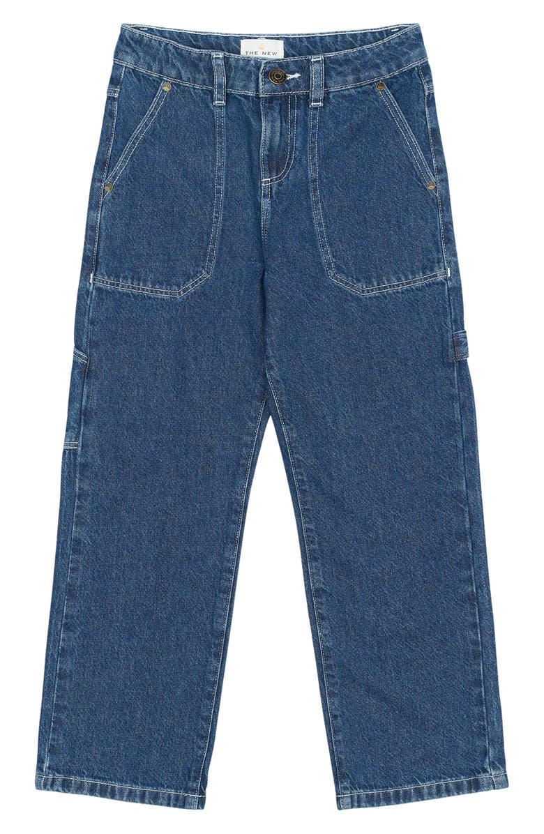 THE NEW Kids' Parks Contrast Stitch Straight Leg Jeans, Main, color, Blue Denim