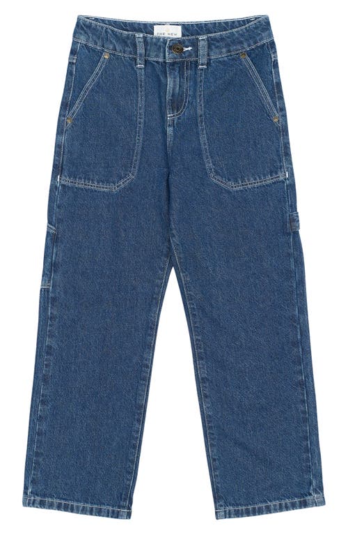 The New Kids' Parks Contrast Stitch Straight Leg Jeans In Blue