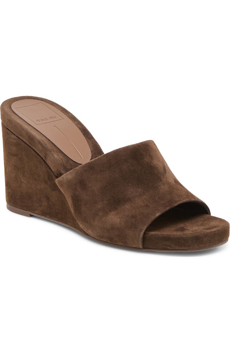 Dolce Vita Holta Wedge Sandal, Main, color, Dark Brown Suede