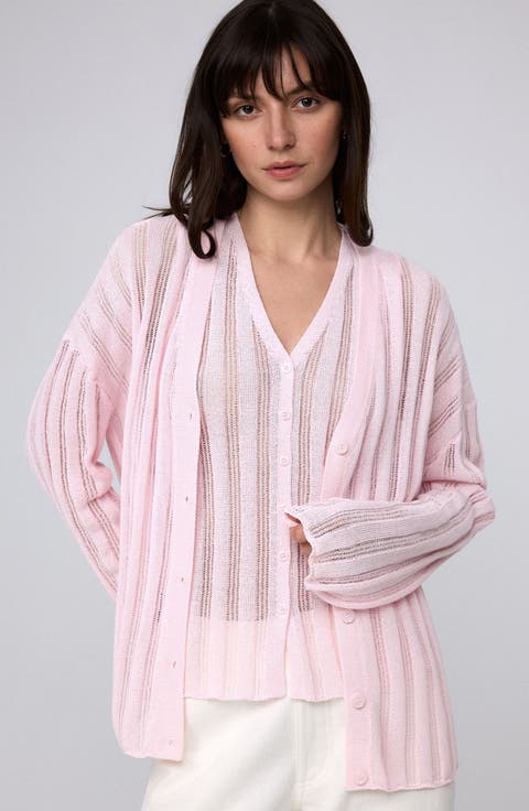 Sumire Open Knit Striped Cardigan