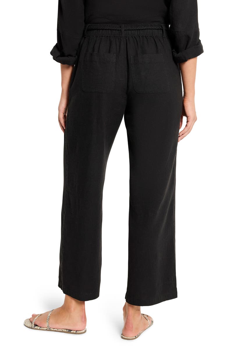 NIC+ZOE Rumba Rope Belt Linen Blend Pants, Alternate, color, Black Onyx