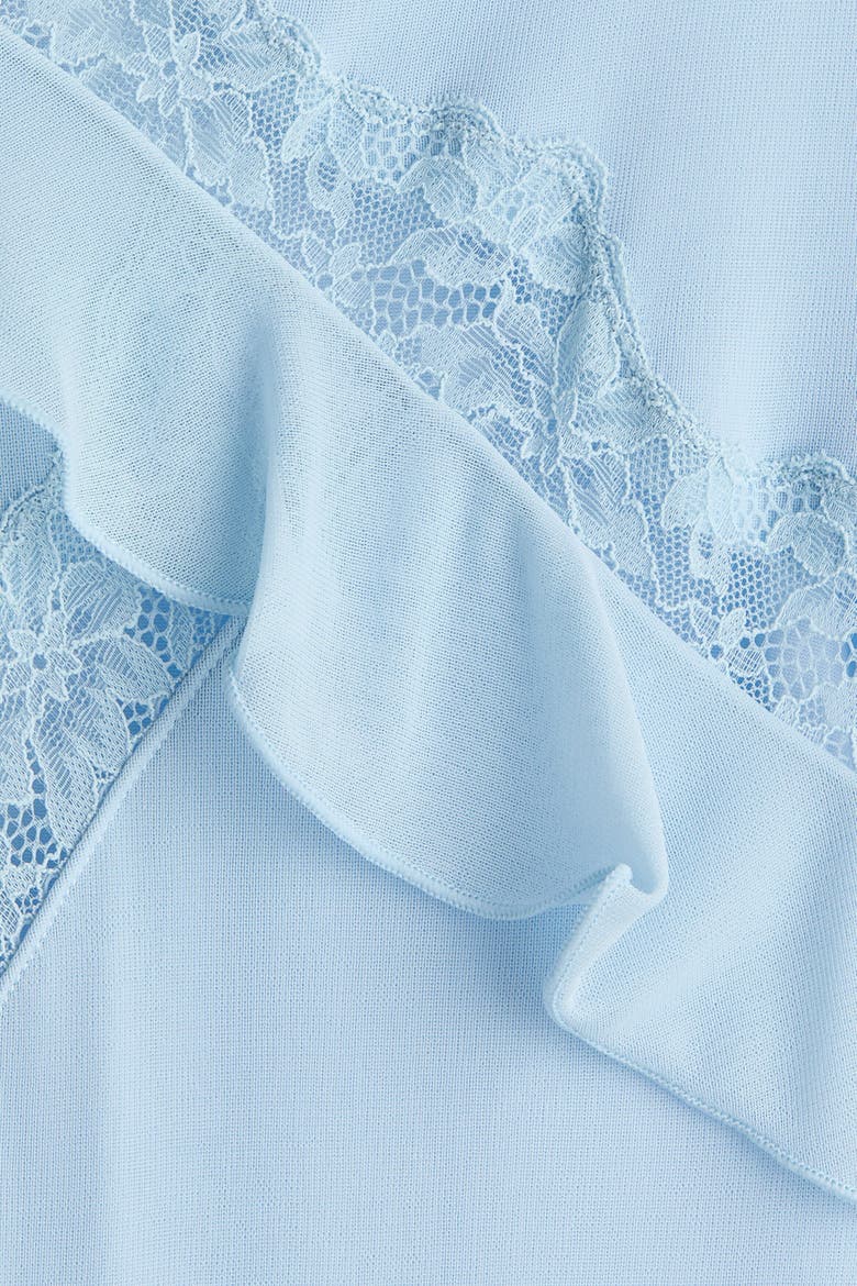 Lace-trimmed Flounced Dress, Alternate, color, Light blue