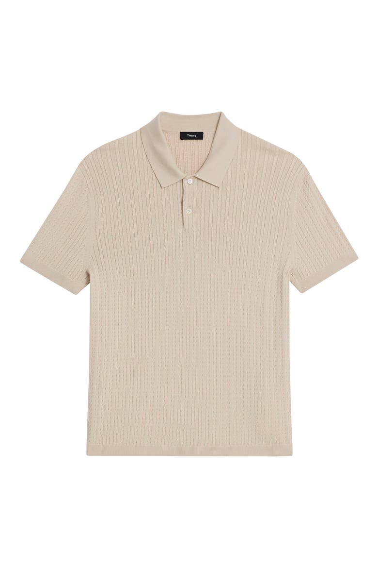Theory Cable Short Sleeve Cotton Blend Polo Sweater (Men) | Nordstrom