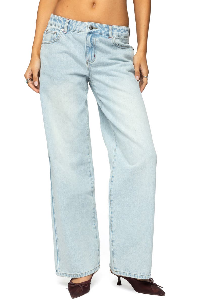 EDIKTED Ace Relaxed Low Rise Wide Leg Jeans, Main, color, Blue