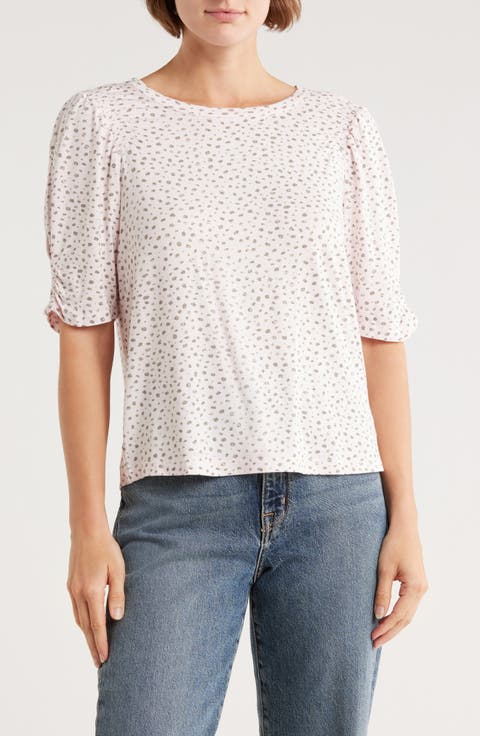 Ruched Elbow Length Sleeve Top