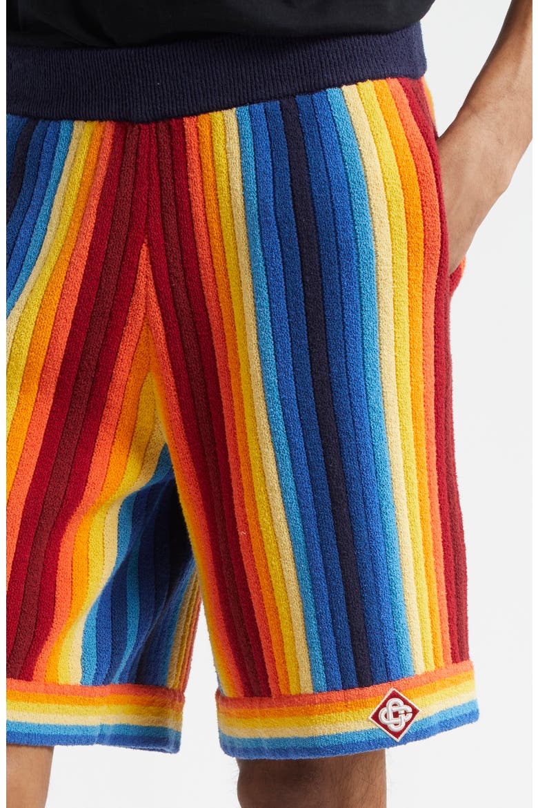 Gradient Stripe Terry Cloth Shorts, Alternate, color, BLUE MULTI