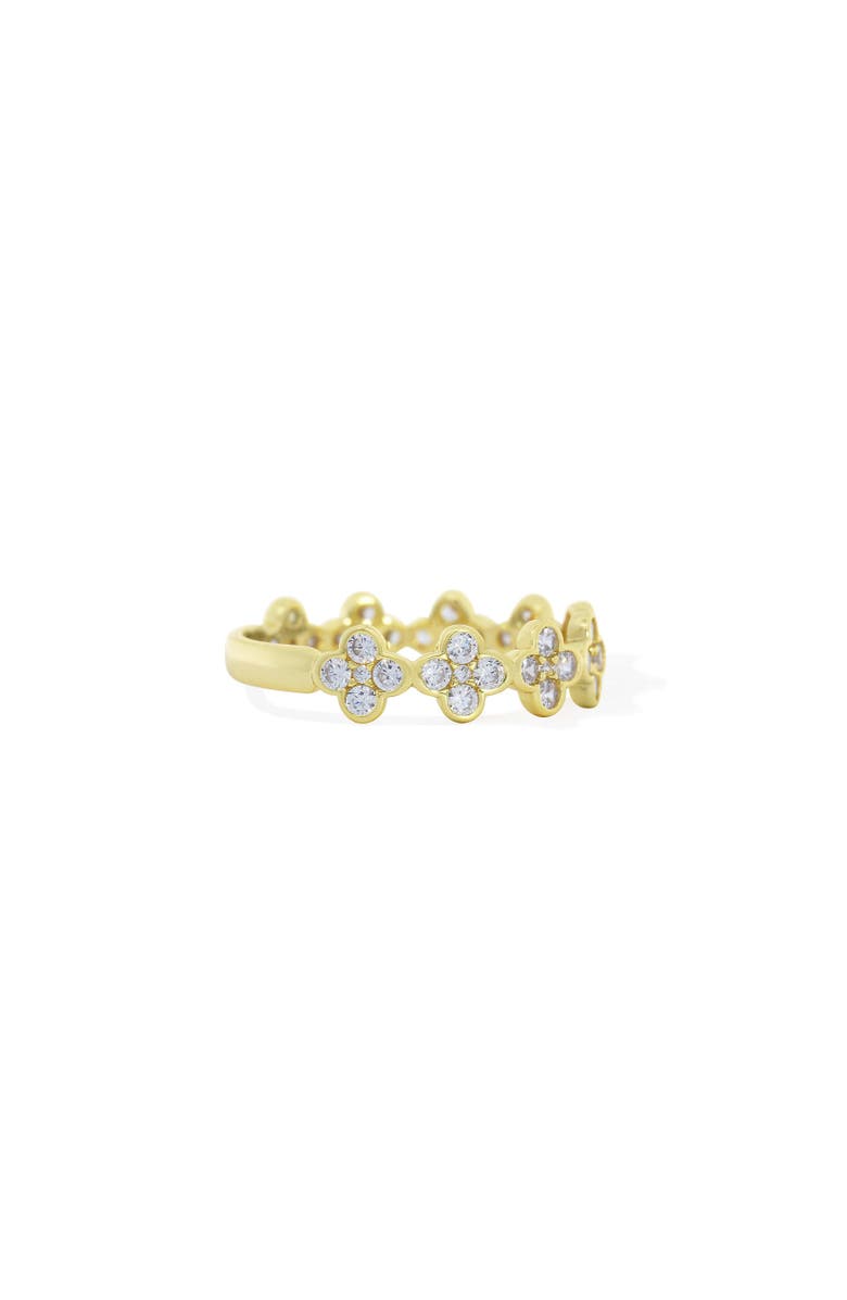 The Lovery Fine Jewelry CZ Clover Station Band, Alternate, color, Gold-Plated Sterling Silver