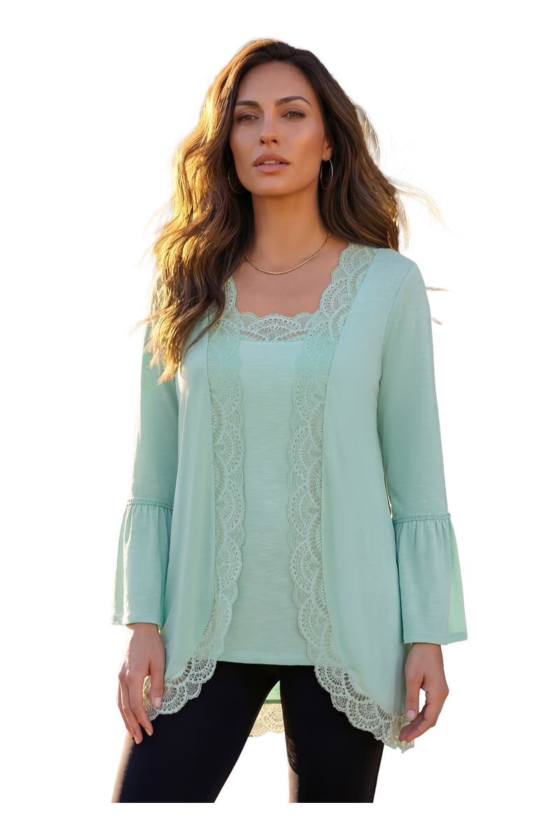 Lace-Detailed Cardigan And Tank Set, Main, color, SOFT BLUSH