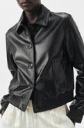 MANGO Selection Leather Bomber Jacket