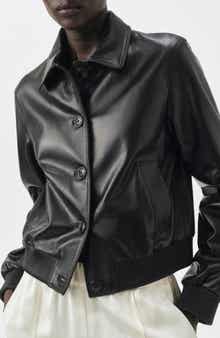 MANGO Selection Leather Bomber Jacket