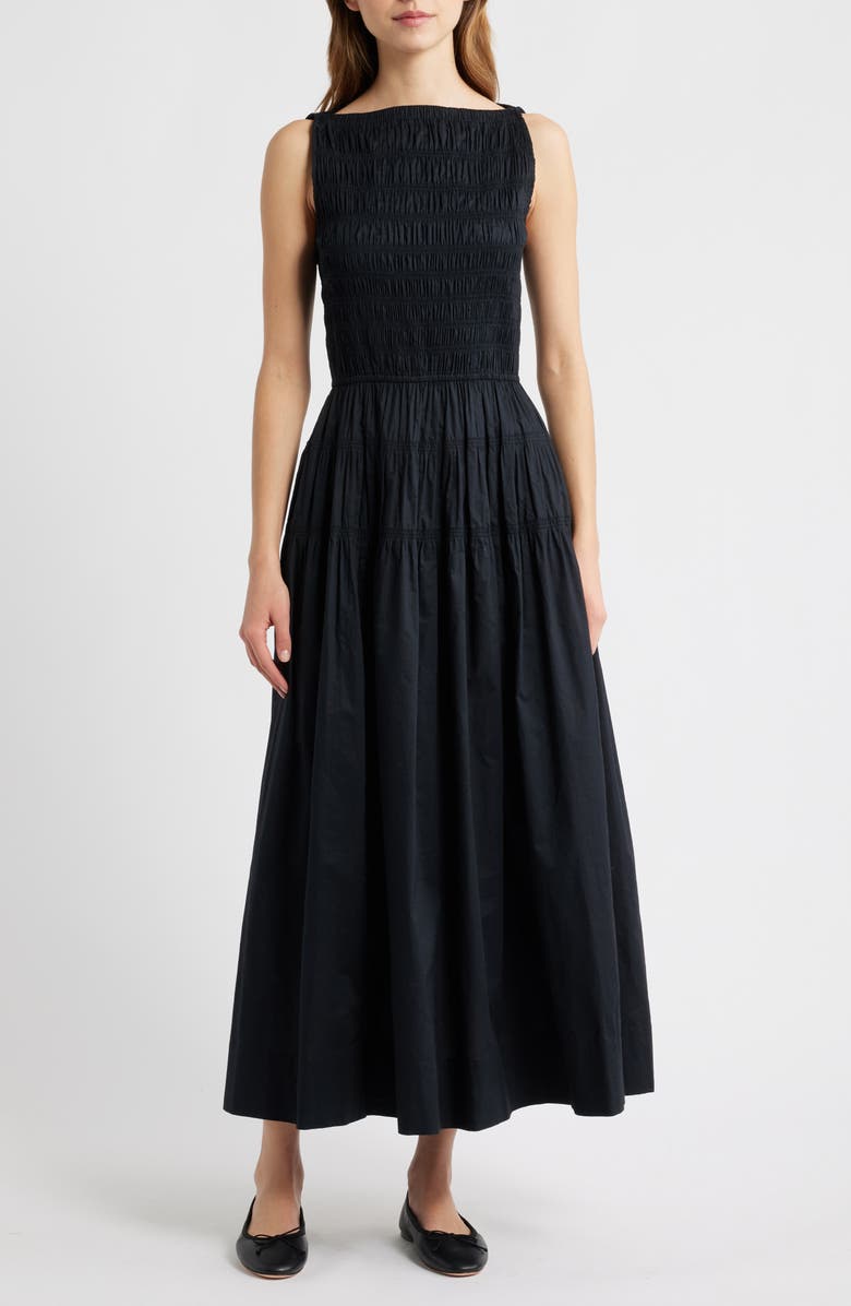 DÔEN Melie Boat Neck Dress, Main, color, Black