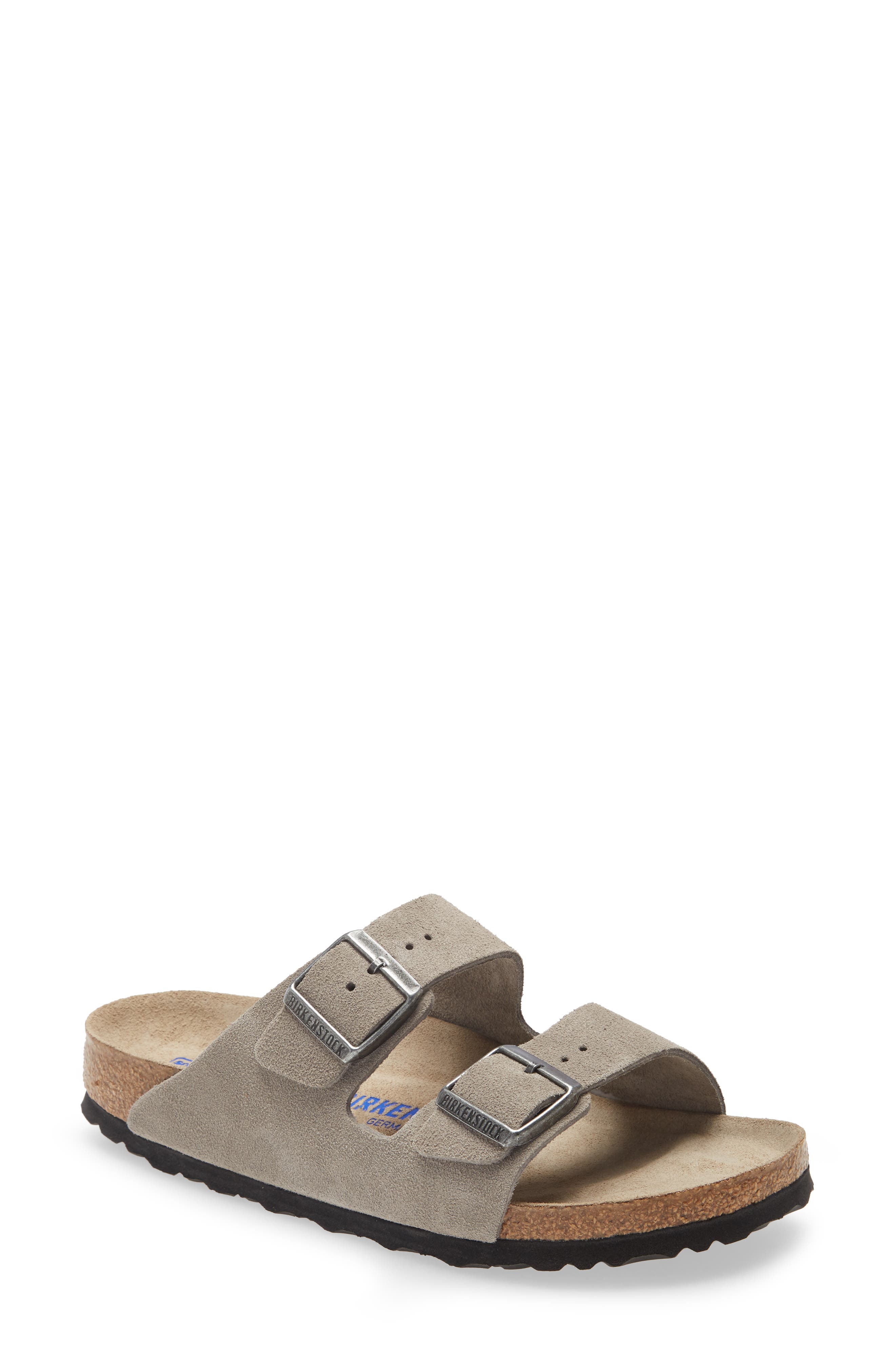 Arizona Soft Footbed Slide Sandal, Main, color, STONE COIN SUEDE