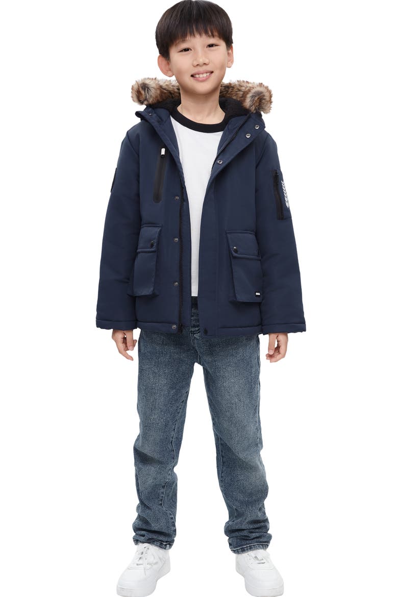 Kids' Parka Jacket with Insulated Hood, Alternate, color, NAVY